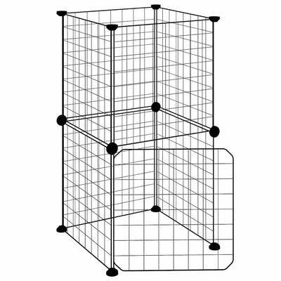 Vidaxl -Haustiere Käfig mit Tür 8 Paneele 35x35 cm Stahl schwarz