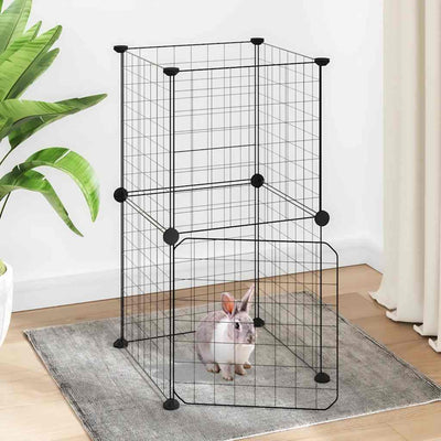 Vidaxl -Haustiere Käfig mit Tür 8 Paneele 35x35 cm Stahl schwarz