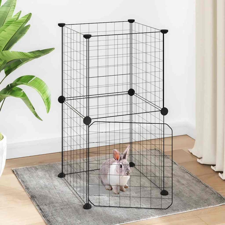 Vidaxl -Haustiere Käfig mit Tür 8 Paneele 35x35 cm Stahl schwarz