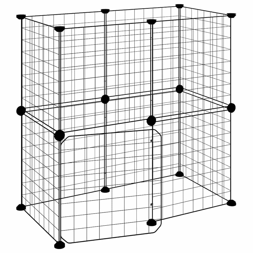 Vidaxl -Haustiere Käfig mit Tür 12 Paneele 35x35 cm Stahl schwarz