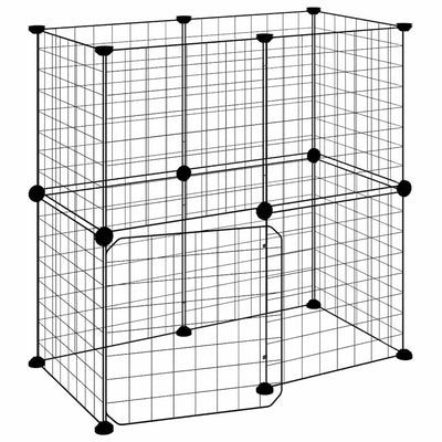 Vidaxl -Haustiere Käfig mit Tür 12 Paneele 35x35 cm Stahl schwarz