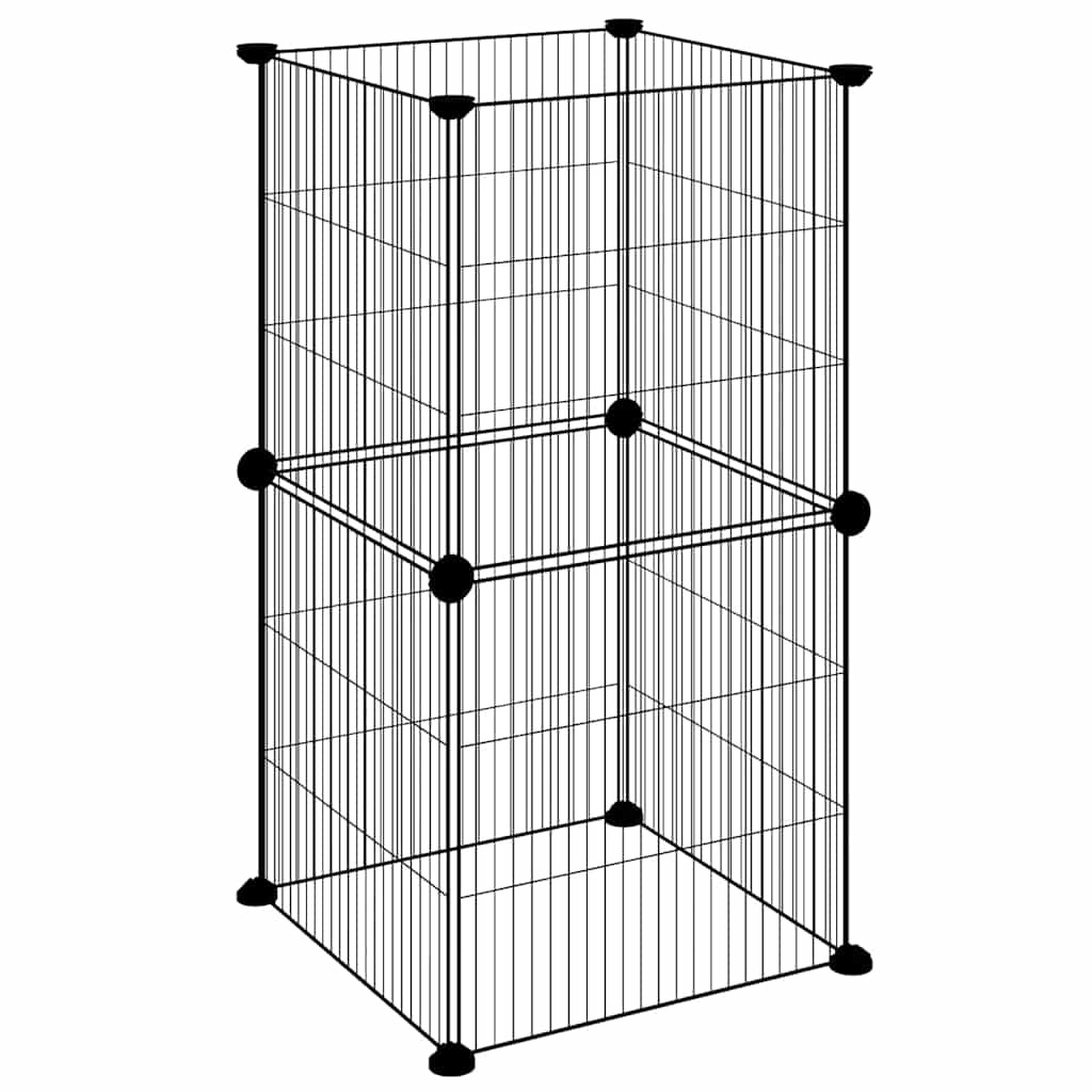 Vidaxl -Haustiere Käfig mit 8 Panels 35x35 cm Stahlschwarz