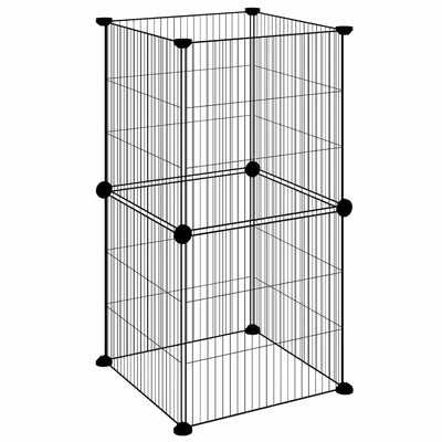 Vidaxl -Haustiere Käfig mit 8 Panels 35x35 cm Stahlschwarz