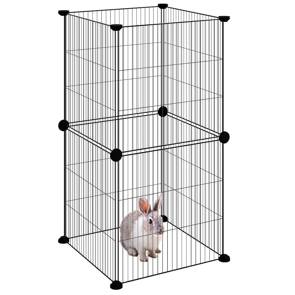 Vidaxl -Haustiere Käfig mit 8 Panels 35x35 cm Stahlschwarz