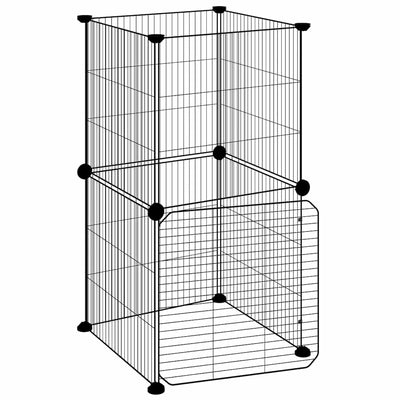 Vidaxl -Haustiere Käfig mit Tür 8 Paneele 35x35 cm Stahl schwarz