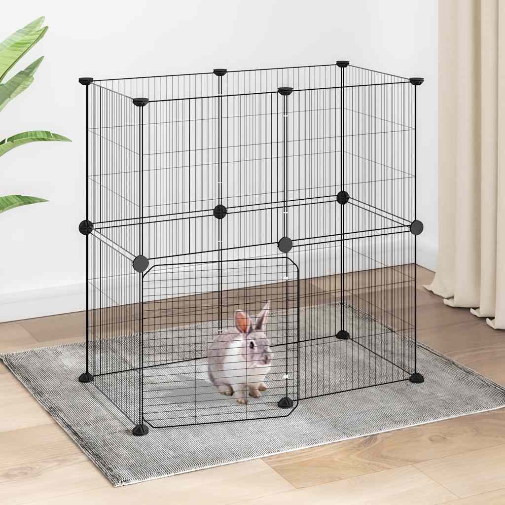 Vidaxl -Haustiere Käfig mit Tür 12 Paneele 35x35 cm Stahl schwarz