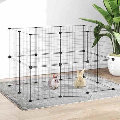 Vidaxl Haustiere Käfig mit Tür 20 Paneele 35x35 cm Stahl Schwarz