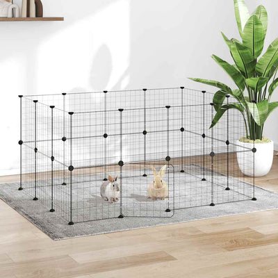 Vidaxl Haustiere Käfig mit Tür 28 Paneele 35x35 cm Stahl schwarz