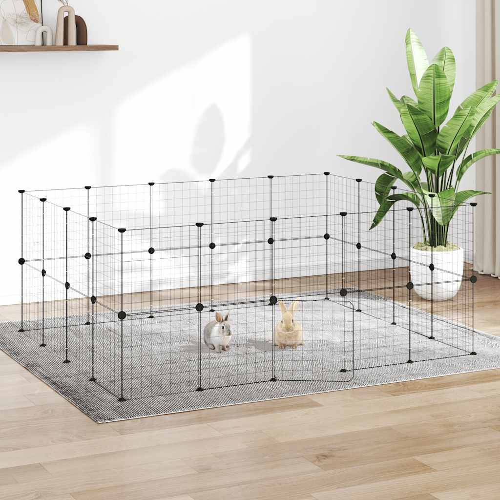 Vidaxl Haustiere Käfig mit Tür 36 Paneele 35x35 cm Stahl schwarz