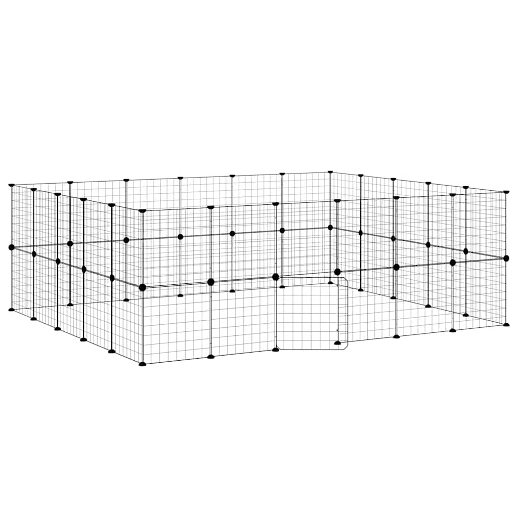 Vidaxl -Haustiere Käfig mit Tür 44 Paneele 35x35 cm Stahl schwarz
