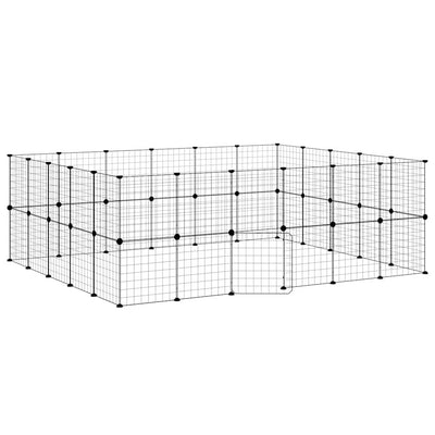 Vidaxl -Haustiere Käfig mit Tür 44 Paneele 35x35 cm Stahl schwarz