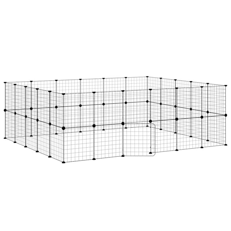 Vidaxl -Haustiere Käfig mit Tür 44 Paneele 35x35 cm Stahl schwarz