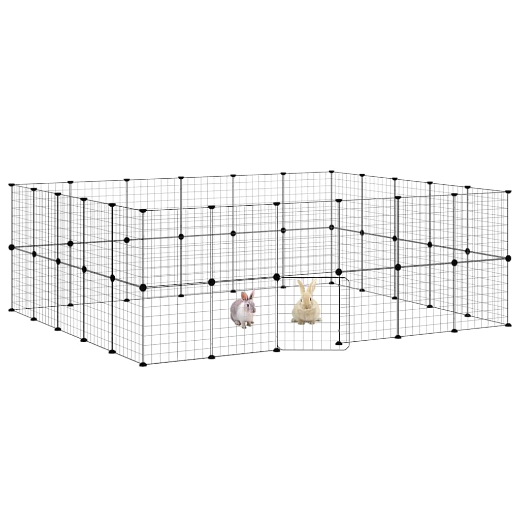 Vidaxl -Haustiere Käfig mit Tür 44 Paneele 35x35 cm Stahl schwarz