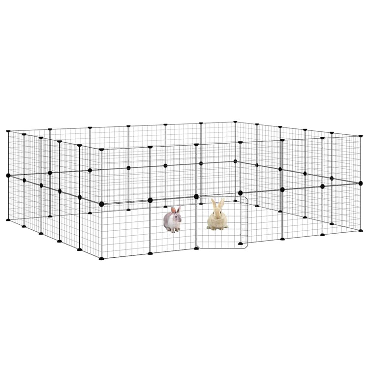 Vidaxl -Haustiere Käfig mit Tür 44 Paneele 35x35 cm Stahl schwarz