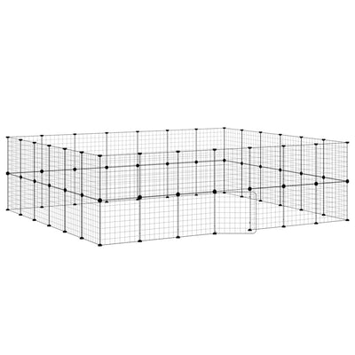 Vidaxl -Haustiere Käfig mit Tür 52 Paneele 35x35 cm Stahl schwarz