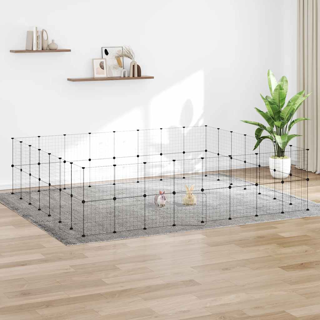 Vidaxl Pet Cage mit Tür 60 Paneele 35x35 cm Stahl Schwarz