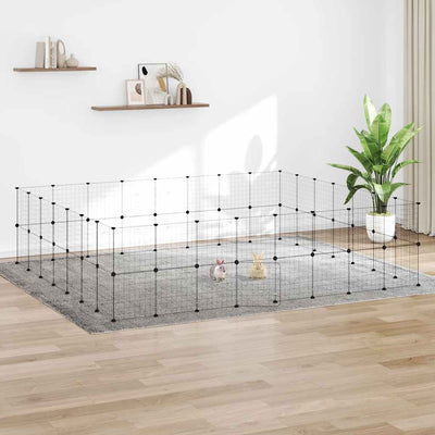 Vidaxl Pet Cage mit Tür 60 Paneele 35x35 cm Stahl Schwarz