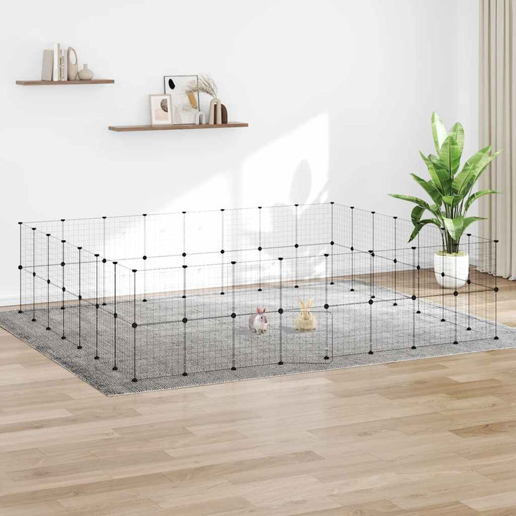 Vidaxl Pet Cage mit Tür 60 Paneele 35x35 cm Stahl Schwarz