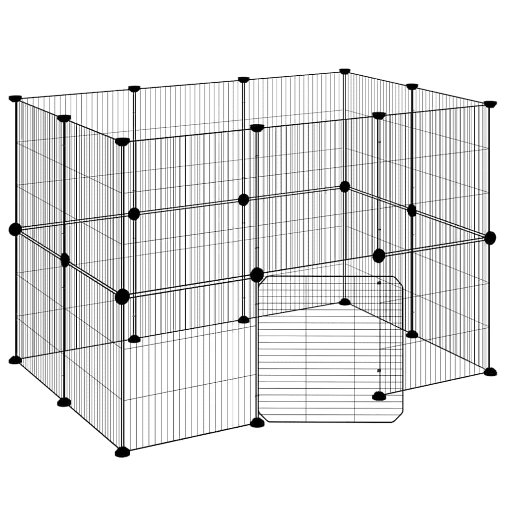 Vidaxl Haustiere Käfig mit Tür 20 Paneele 35x35 cm Stahl Schwarz