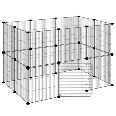 Vidaxl Haustiere Käfig mit Tür 20 Paneele 35x35 cm Stahl Schwarz