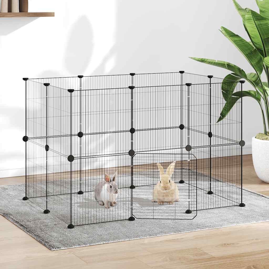 Vidaxl Haustiere Käfig mit Tür 20 Paneele 35x35 cm Stahl Schwarz