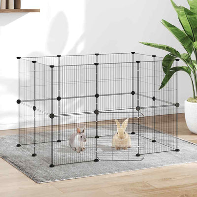 Vidaxl Haustiere Käfig mit Tür 20 Paneele 35x35 cm Stahl Schwarz
