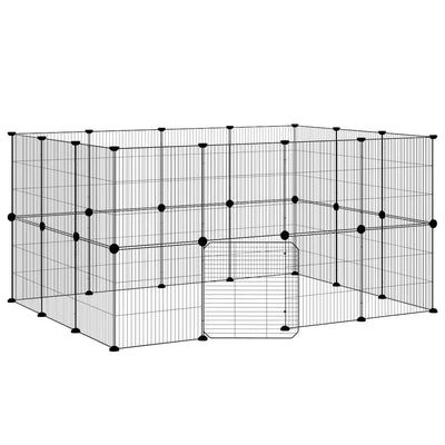 Vidaxl Haustiere Käfig mit Tür 28 Paneele 35x35 cm Stahl schwarz