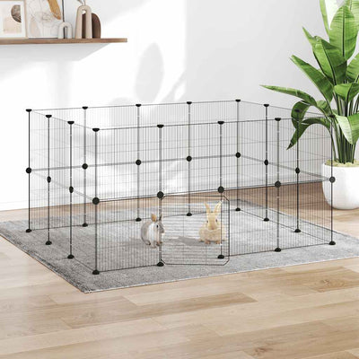 Vidaxl Haustiere Käfig mit Tür 28 Paneele 35x35 cm Stahl schwarz