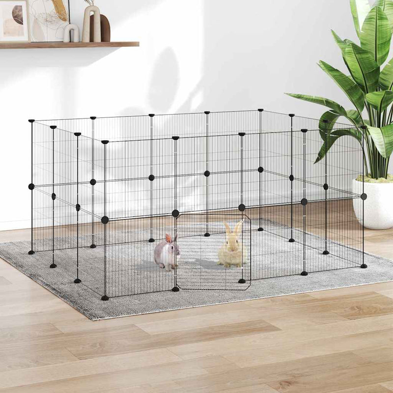 Vidaxl Haustiere Käfig mit Tür 28 Paneele 35x35 cm Stahl schwarz