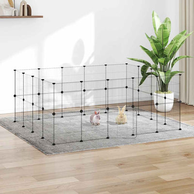 Vidaxl Haustiere Käfig mit Tür 36 Paneele 35x35 cm Stahl schwarz