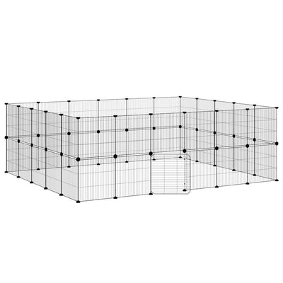 Vidaxl -Haustiere Käfig mit Tür 44 Paneele 35x35 cm Stahl schwarz