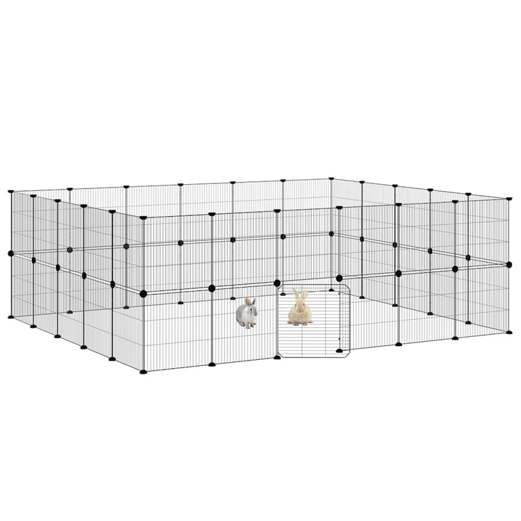 Vidaxl -Haustiere Käfig mit Tür 44 Paneele 35x35 cm Stahl schwarz