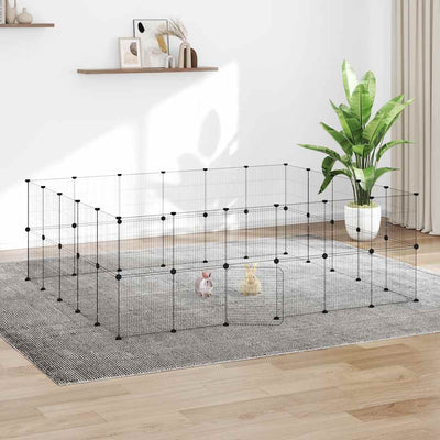 Vidaxl -Haustiere Käfig mit Tür 44 Paneele 35x35 cm Stahl schwarz
