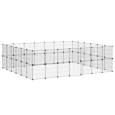 Vidaxl -Haustiere Käfig mit Tür 52 Paneele 35x35 cm Stahl schwarz
