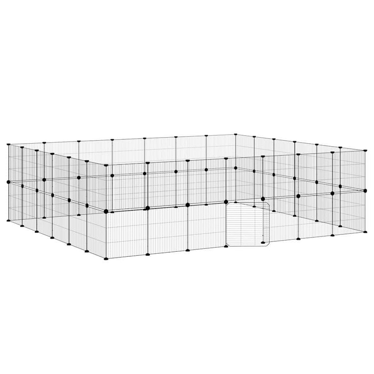 Vidaxl -Haustiere Käfig mit Tür 52 Paneele 35x35 cm Stahl schwarz