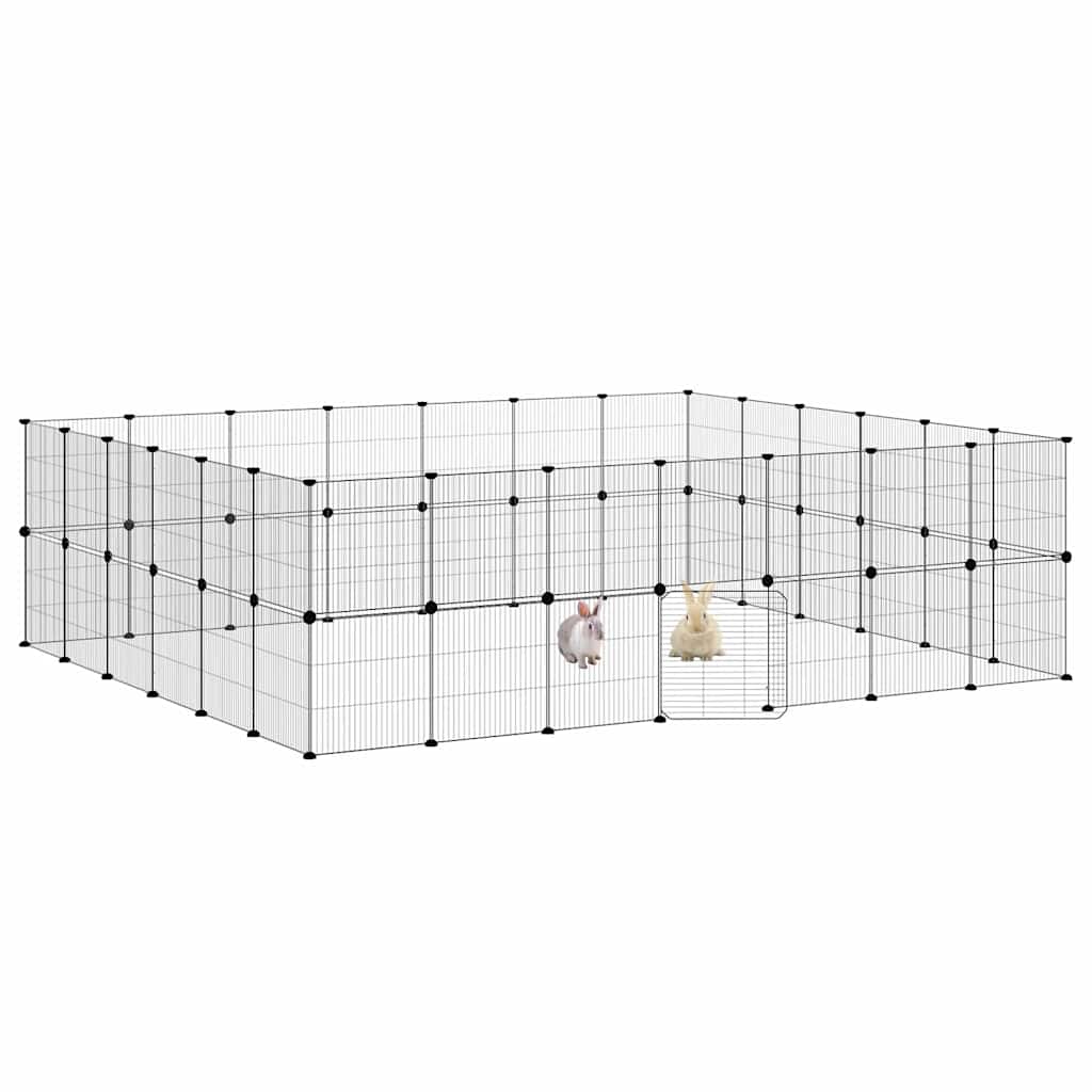 Vidaxl -Haustiere Käfig mit Tür 52 Paneele 35x35 cm Stahl schwarz