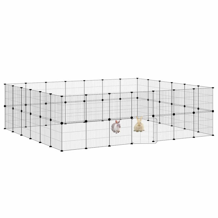 Vidaxl -Haustiere Käfig mit Tür 52 Paneele 35x35 cm Stahl schwarz