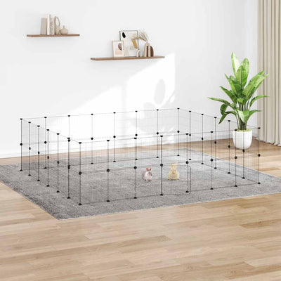 Vidaxl -Haustiere Käfig mit Tür 52 Paneele 35x35 cm Stahl schwarz