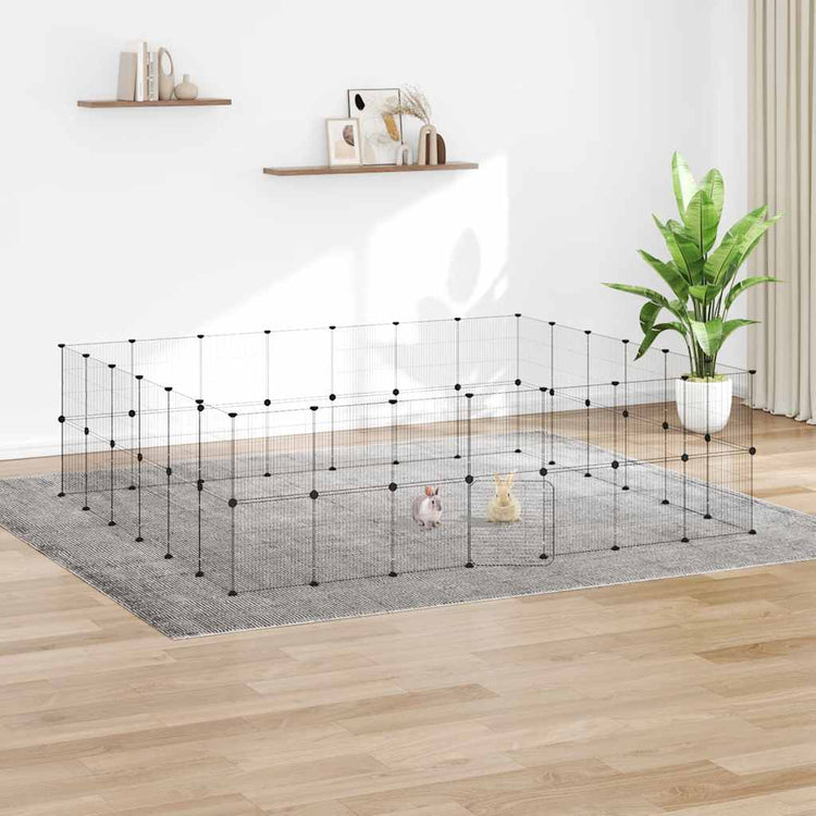 Vidaxl -Haustiere Käfig mit Tür 52 Paneele 35x35 cm Stahl schwarz