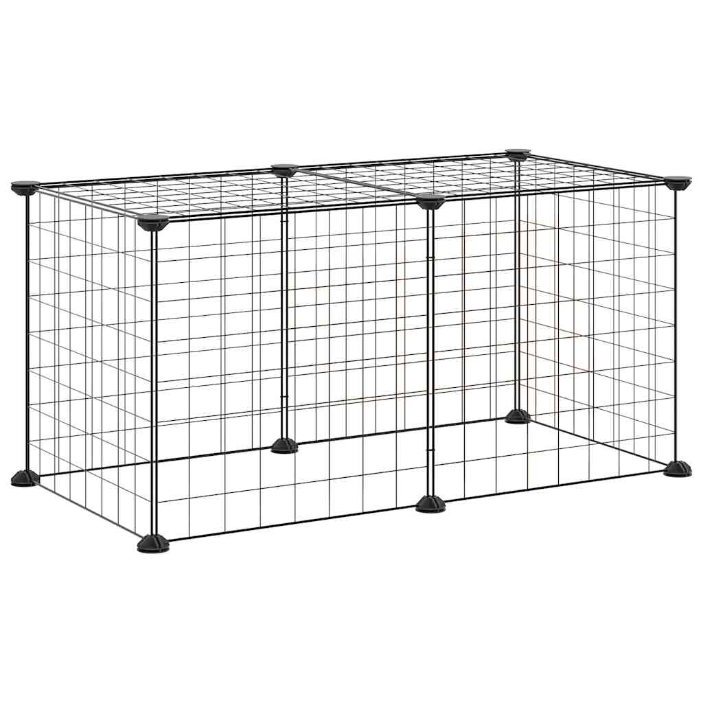 Vidaxl -Haustiere Käfig mit 8 Panels 35x35 cm Stahlschwarz