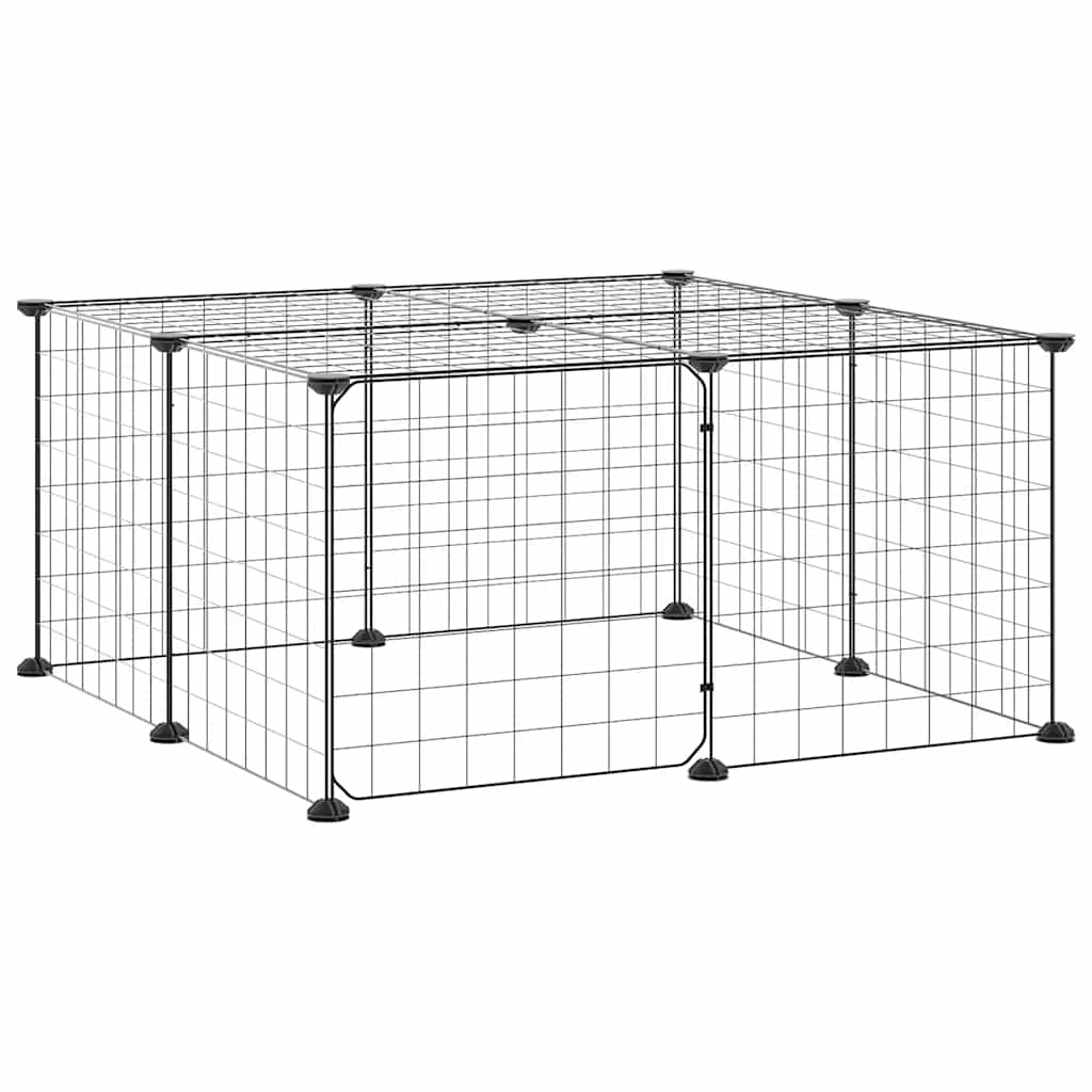 Vidaxl -Haustiere Käfig mit Tür 12 Paneele 35x35 cm Stahl schwarz