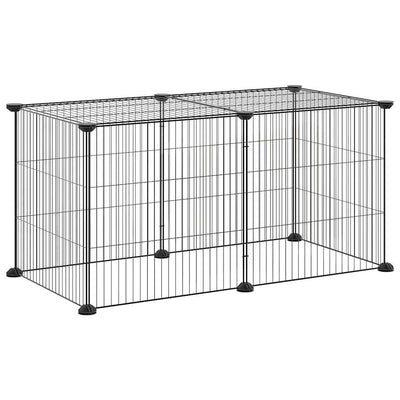 Vidaxl -Haustiere Käfig mit 8 Panels 35x35 cm Stahlschwarz