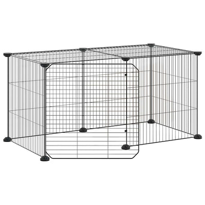 Vidaxl -Haustiere Käfig mit Tür 8 Paneele 35x35 cm Stahl schwarz
