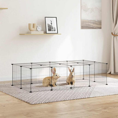 Vidaxl Haustiere Käfig mit Tür 20 Paneele 35x35 cm Stahl Schwarz