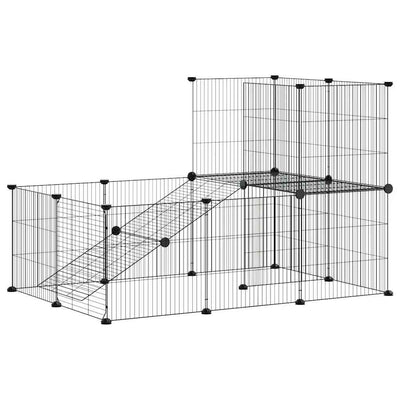 Vidaxl Haustiere Käfig mit Tür 20 Paneele 35x35 cm Stahl Schwarz