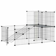Vidaxl Haustiere Käfig mit Tür 20 Paneele 35x35 cm Stahl Schwarz - afbeelding 3