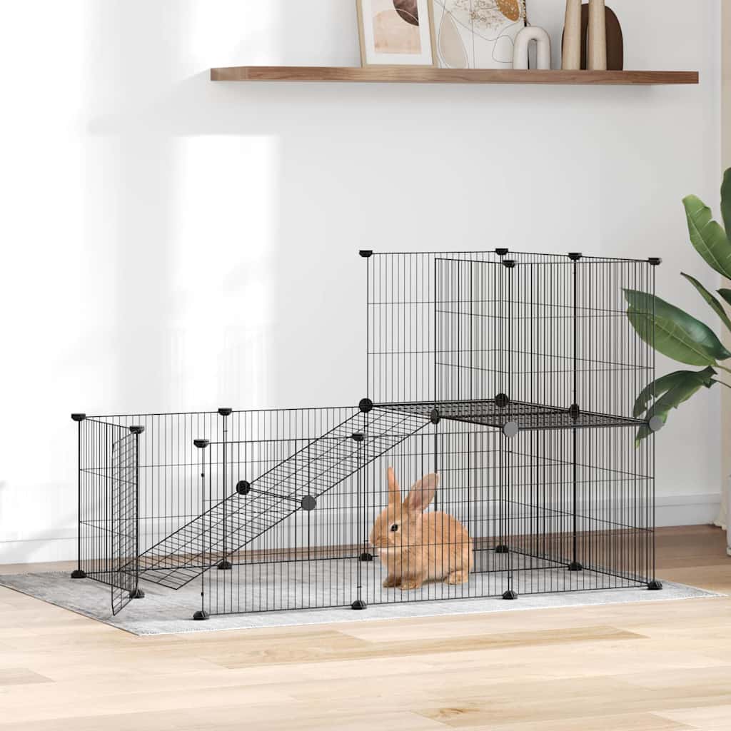 Vidaxl Haustiere Käfig mit Tür 20 Paneele 35x35 cm Stahl Schwarz