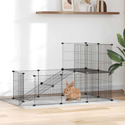 Vidaxl Haustiere Käfig mit Tür 20 Paneele 35x35 cm Stahl Schwarz - afbeelding 1