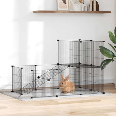 Vidaxl Haustiere Käfig mit Tür 20 Paneele 35x35 cm Stahl Schwarz