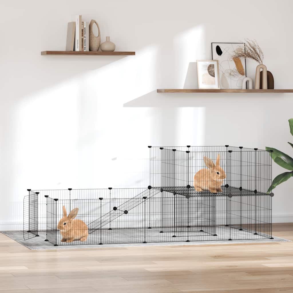 Vidaxl Haustiere Käfig mit Tür 36 Paneele 35x35 cm Stahl schwarz